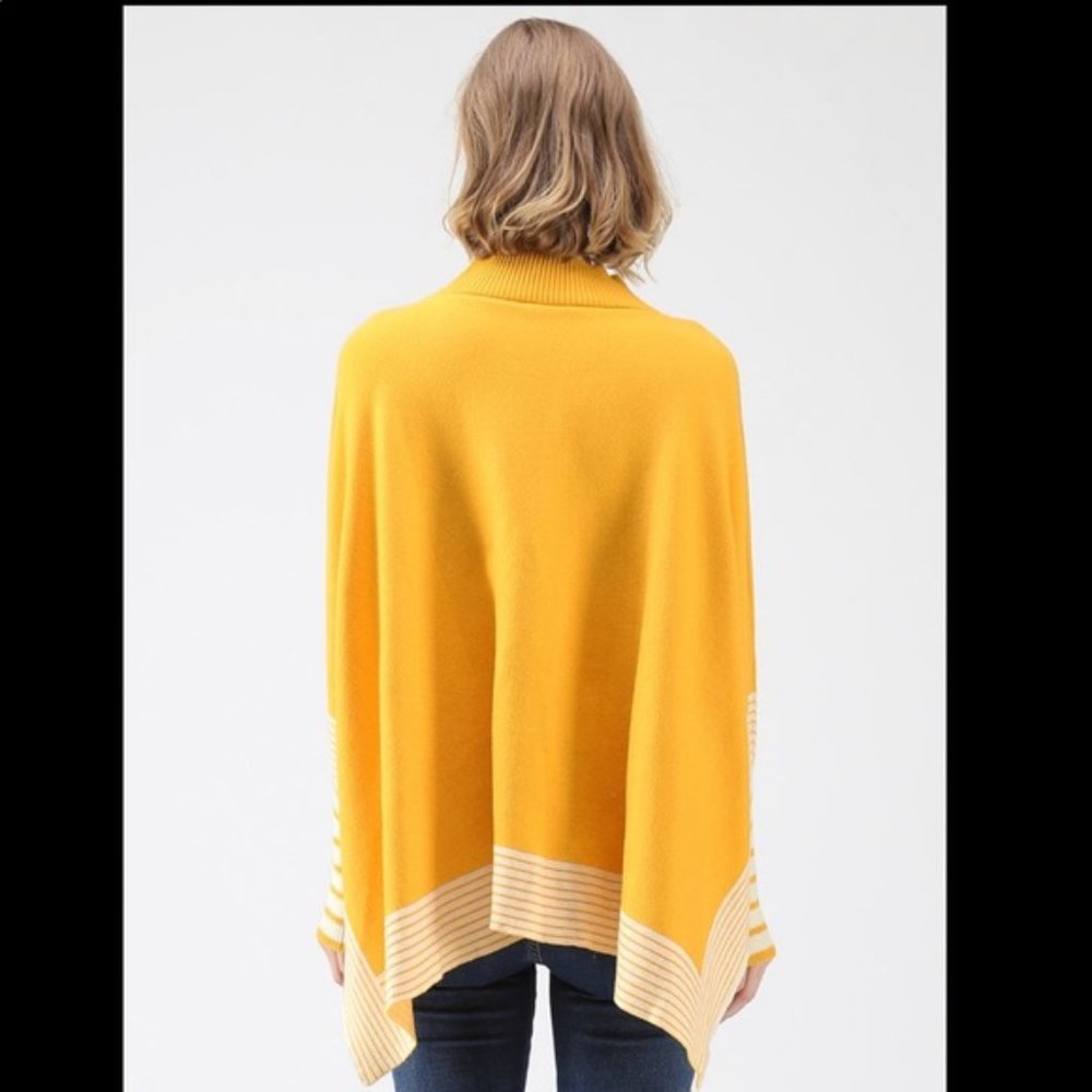 Chicwish Yellow Stripe Oversized Knit Poncho Sweater size Medium